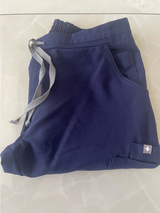 Figs Pants - Figs Navy Straight-Leg Scrub Pants with Gray Drawstring